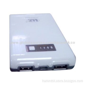 Dual-USB Portable Power Bank, 12,000mAh Capacity